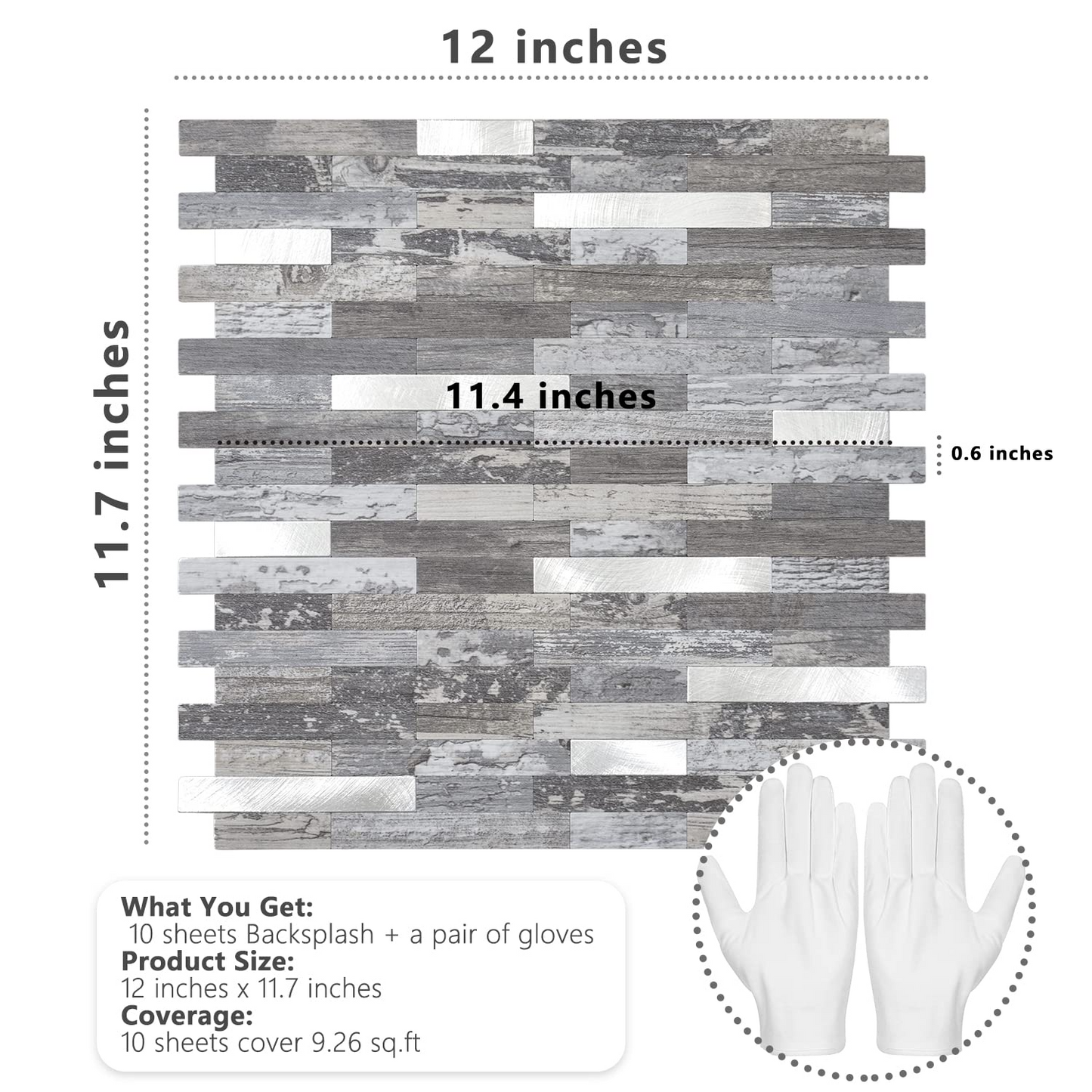 Faux Stone Mixed Metal Linear Blend - Distressed Wood with Metal Silver