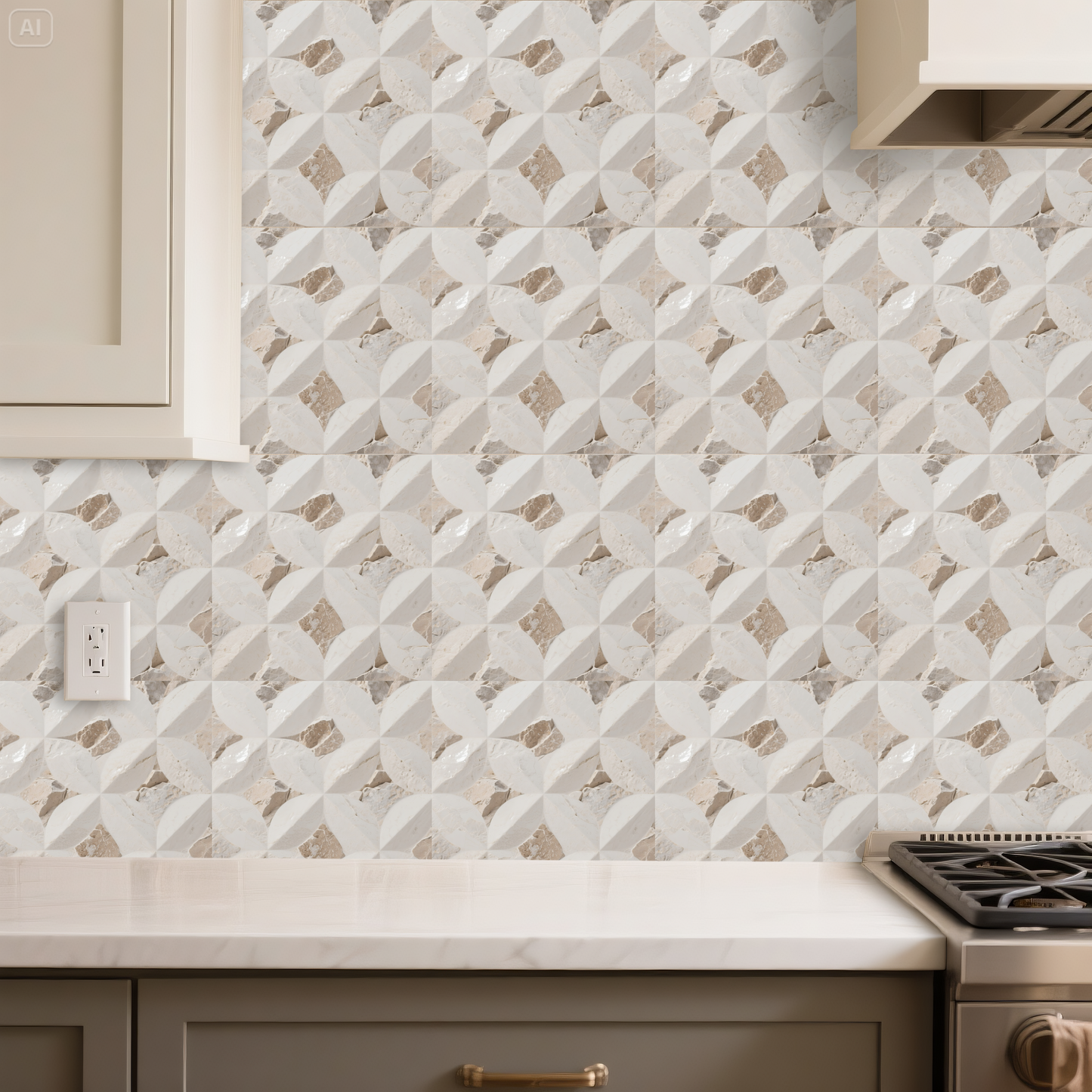 3D White and Brown Brick Peel and Stick Wall Tile