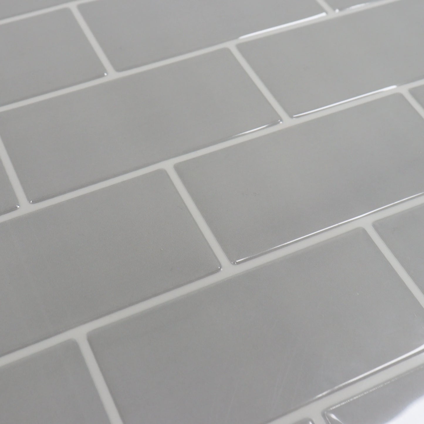 Subway Tiles Peel and Stick Thicker Design - Light Grey with White Grout