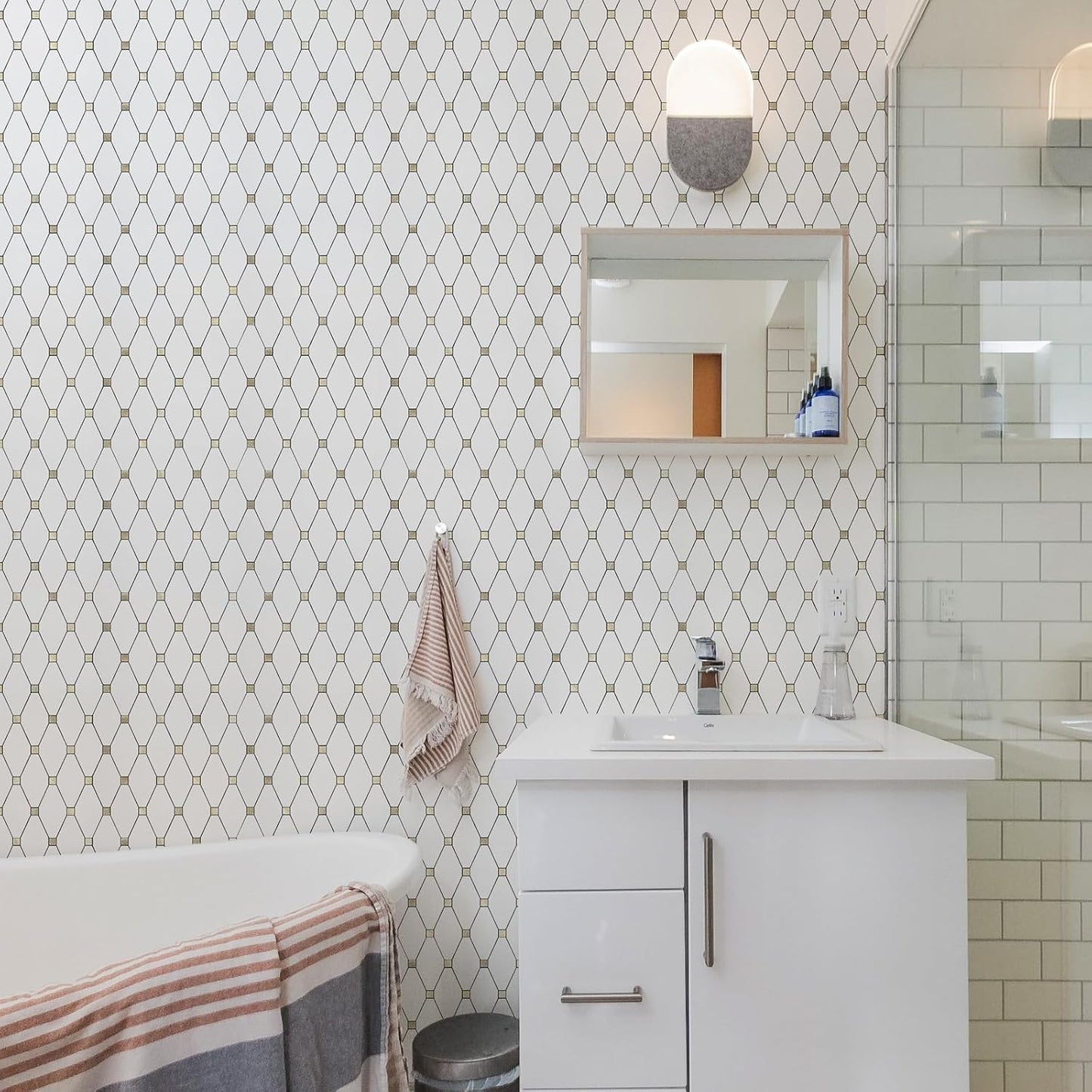 PVC Mixed Metal Mosaic Tile Backsplash - Pure White