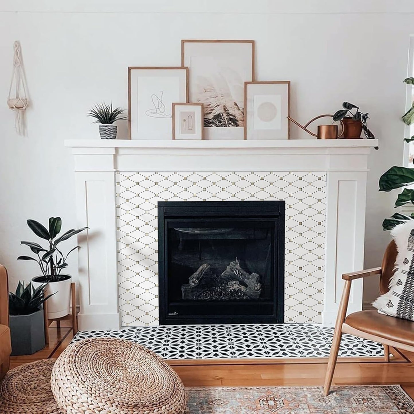 PVC Mixed Metal Mosaic Tile Backsplash - Pure White