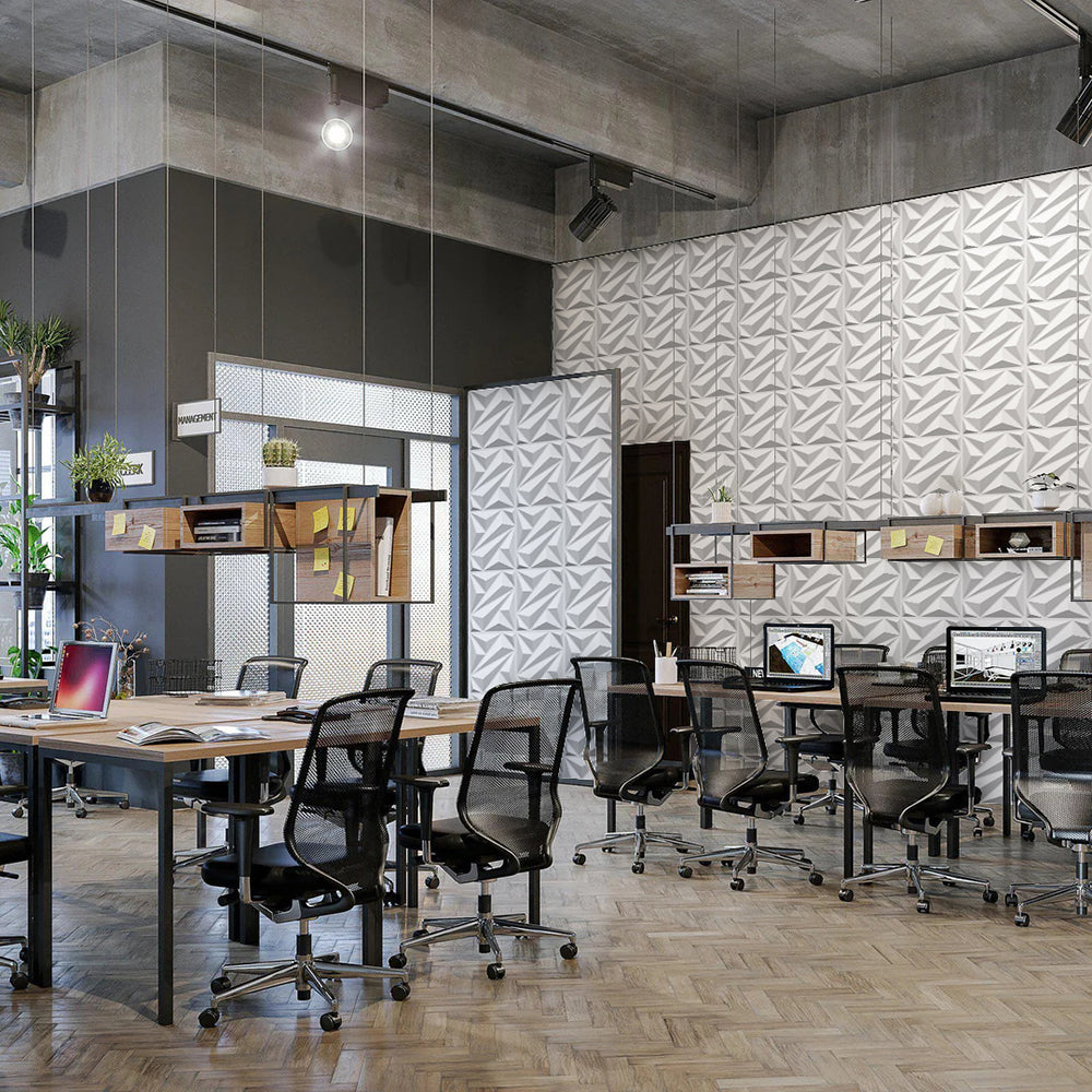 Flower Textured 3D PVC Wall Panels - White