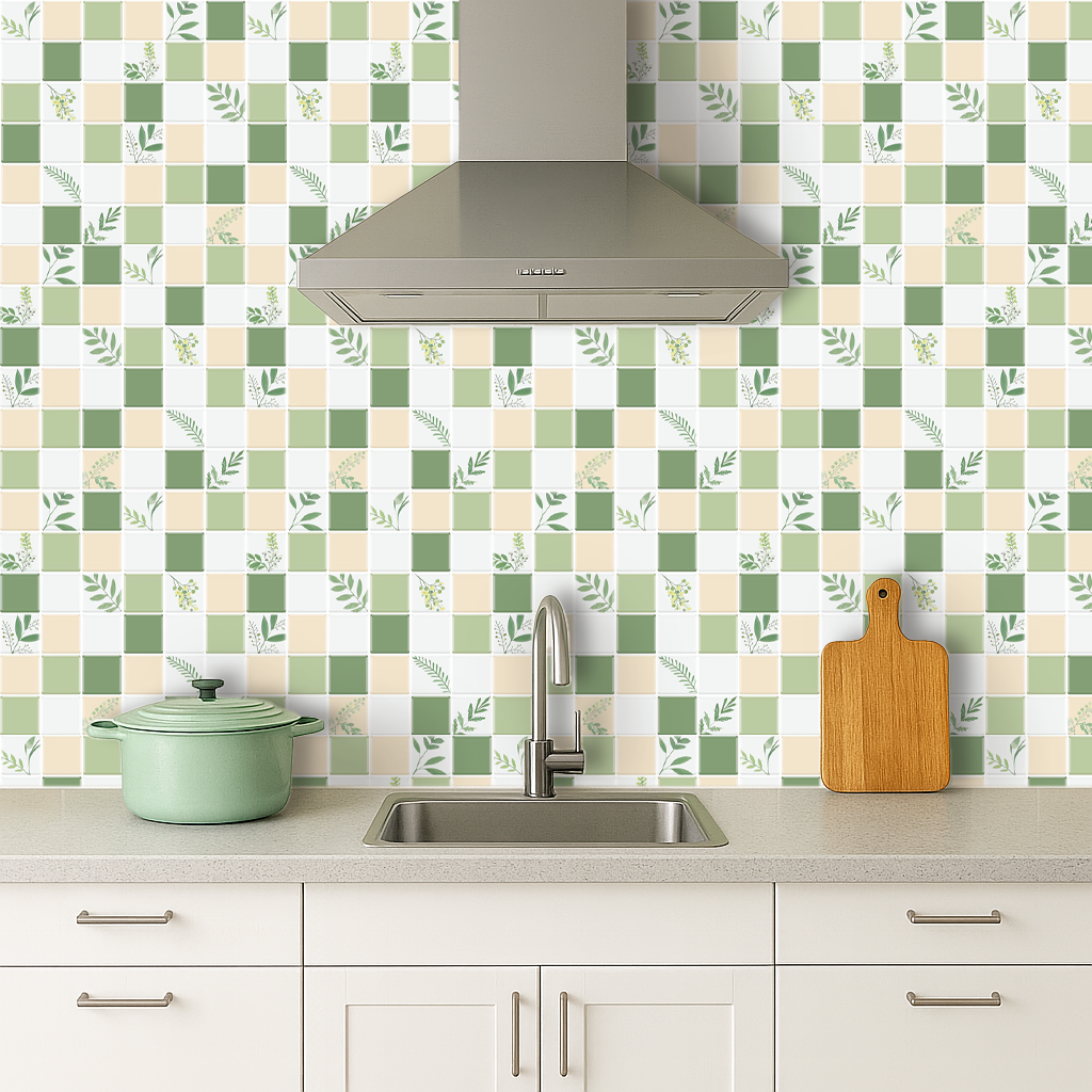 3D Botanical Style Mosaic Peel and Stick Wall Vinyl Tile