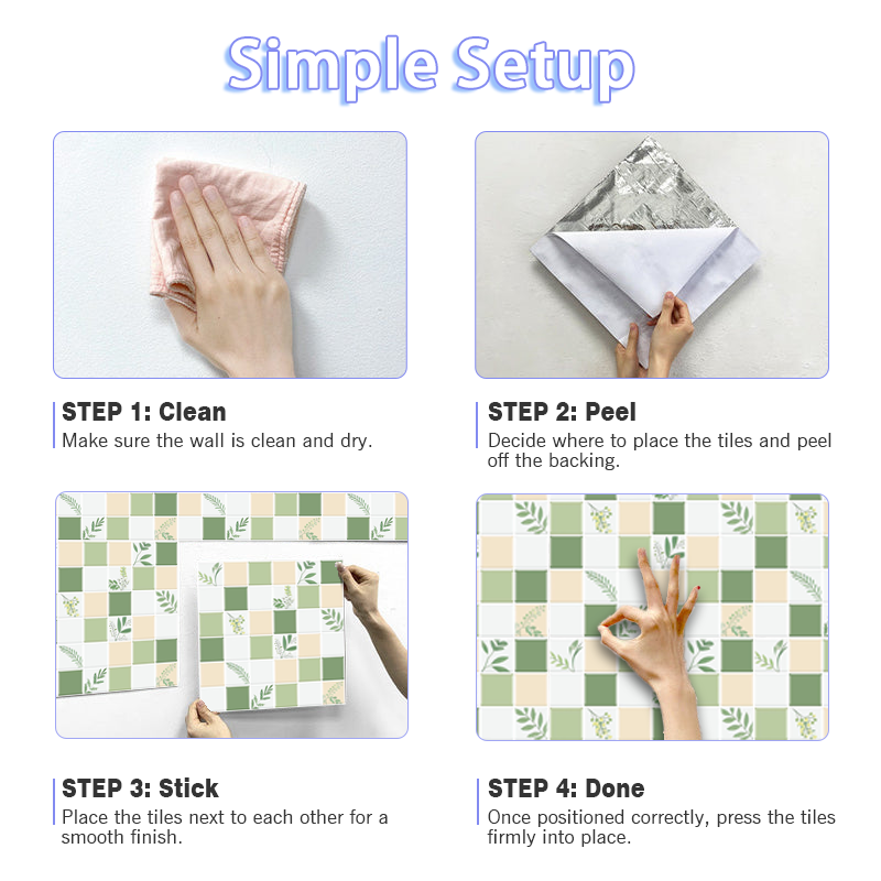 3D Botanical Style Mosaic Peel and Stick Wall Vinyl Tile