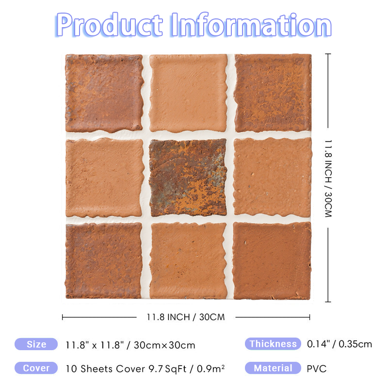 3D Vintage Red Brick Style Peel and Stick Wall Tile