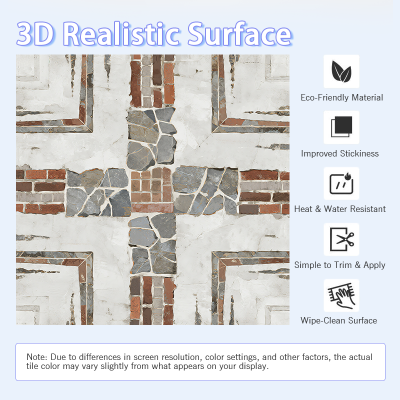 3D Vintage Industrial Peel and Stick Wall Tile