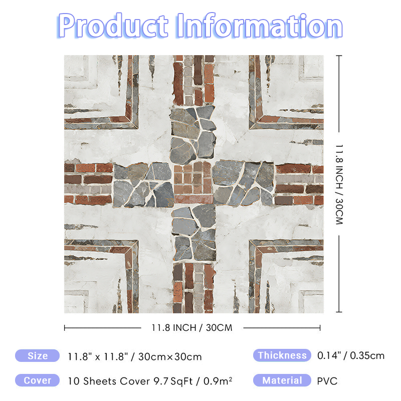 3D Vintage Industrial Peel and Stick Wall Tile