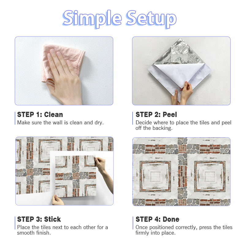 3D Vintage Industrial Peel and Stick Wall Tile