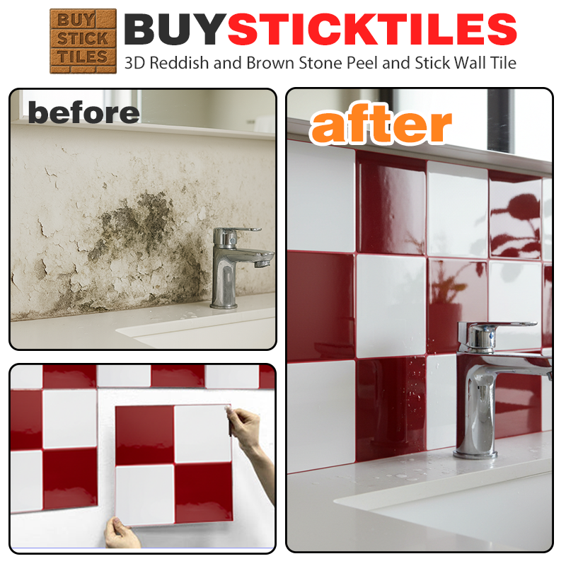 Retro Red & White Checkerboard Peel and Stick Wall Tile