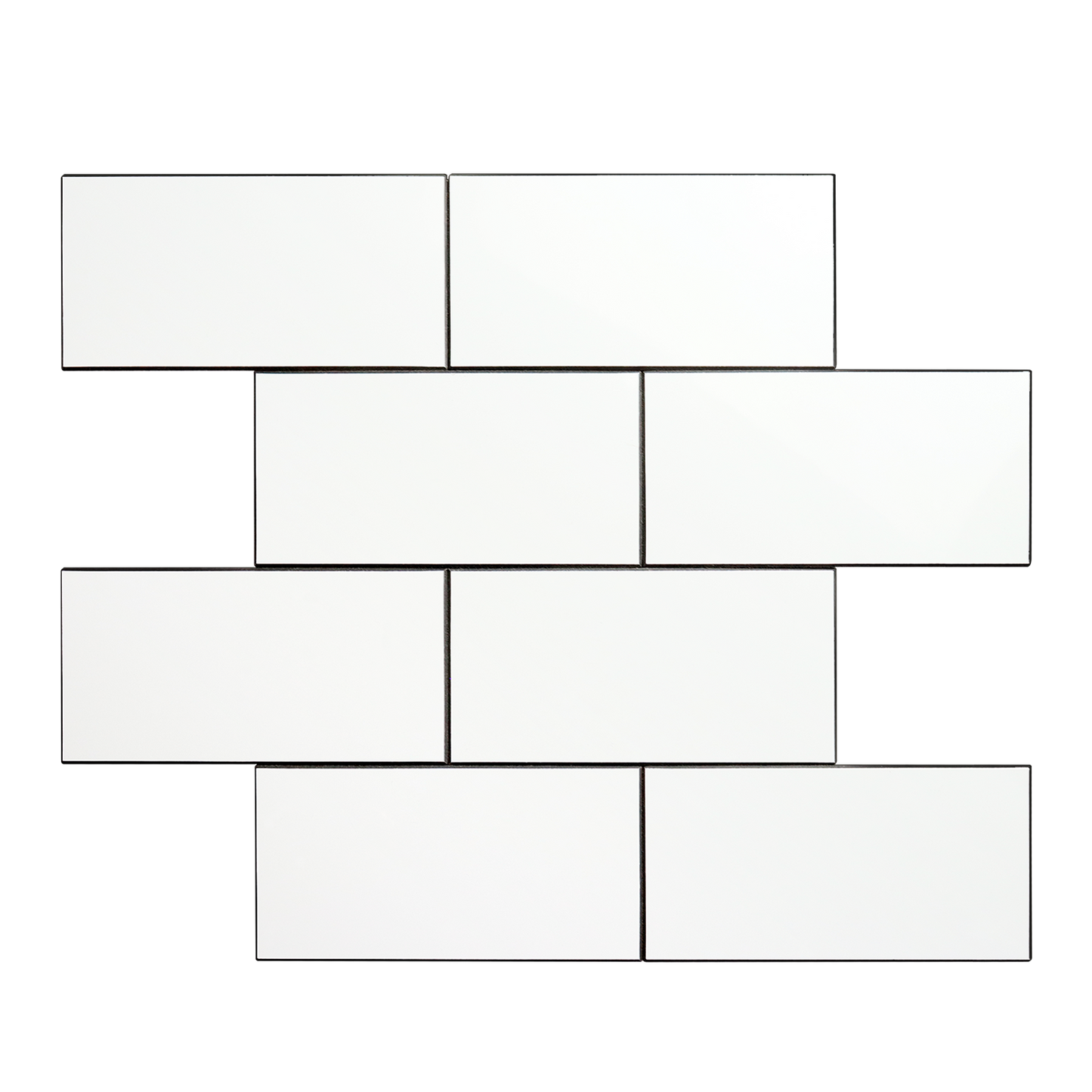 3''x6'' Subway Mosaic Tiles Sheeted - White With Gray Grout