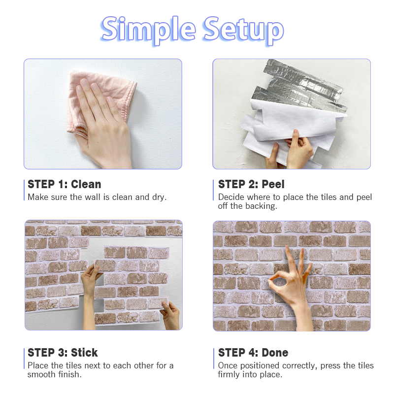 3D Copper Brick Peel and Stick Wall Tile