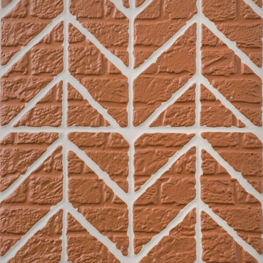 3D Geometric Red Brick Pattern Peel and Stick Wall Tile