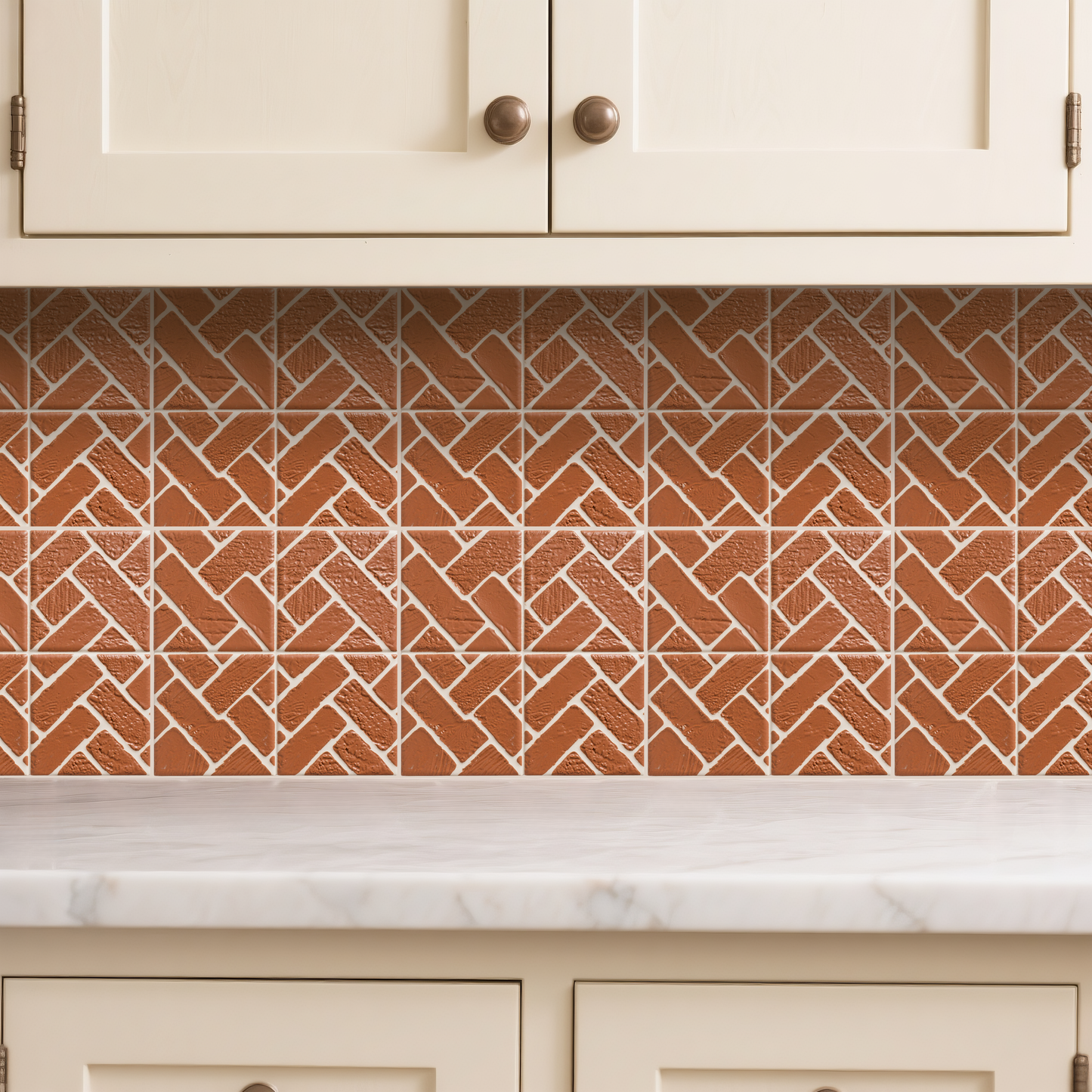 3D Herringbone Rustic Brick Texture Peel and Stick Wall Tile
