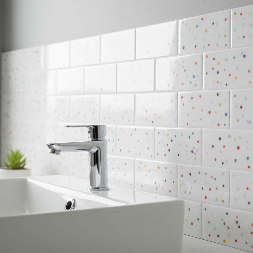Colorful Polka dots Tile Peel and Stick Wall Sticker