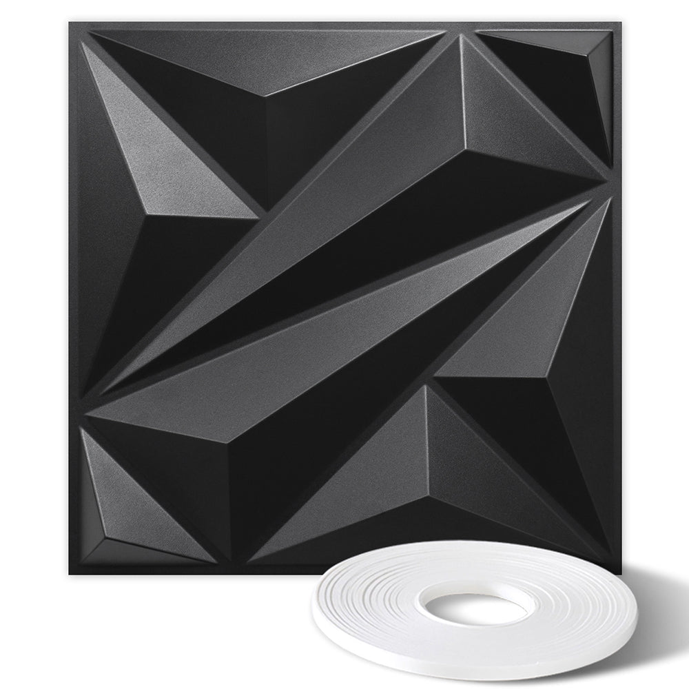 Flower Textured 3D PVC Wall Panels - Black