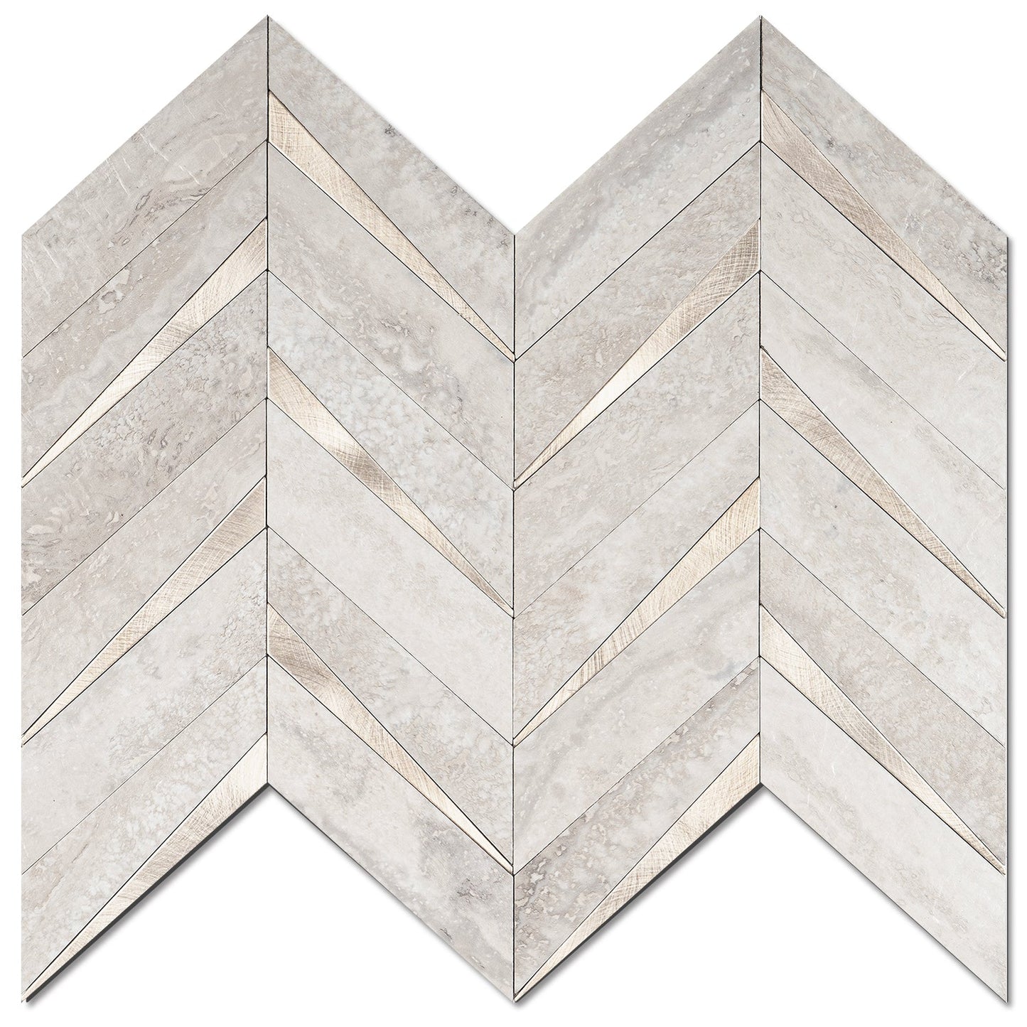 Herringbone Wall Tiles - Beige Mixed Metal Gold