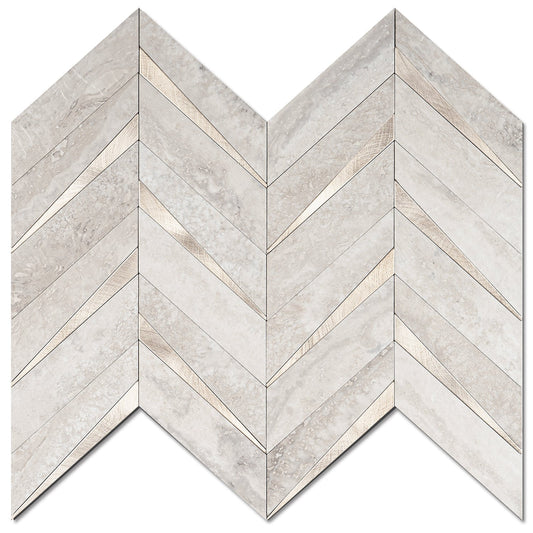 Herringbone Wall Tiles - Beige Mixed Metal Gold
