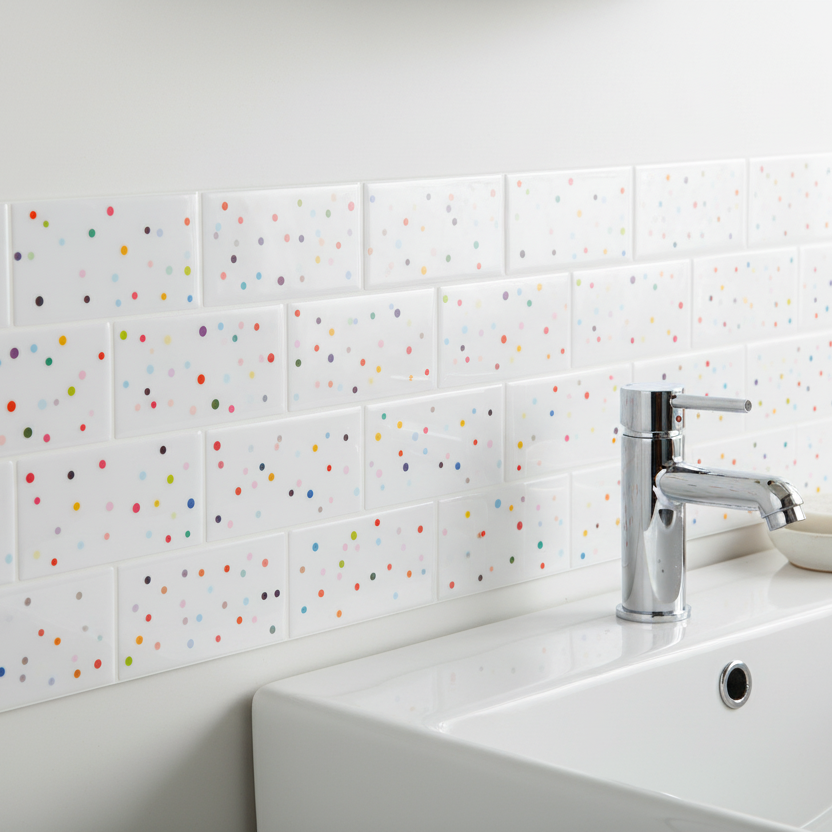 Colorful Polka dots Tile Peel and Stick Wall Sticker