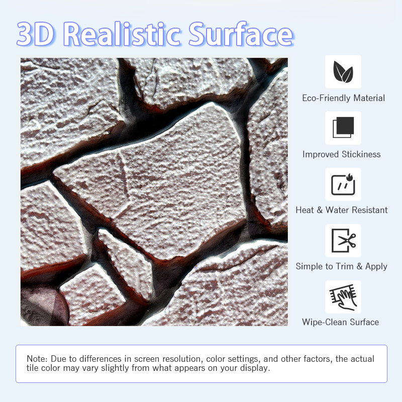 3D Vintage Gray Stone Peel and Stick Wall Tile