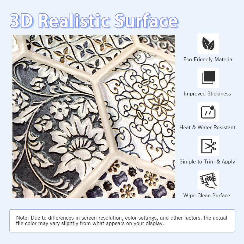 3D Brown Boho Hexagon Peel and Stick Wall Tile