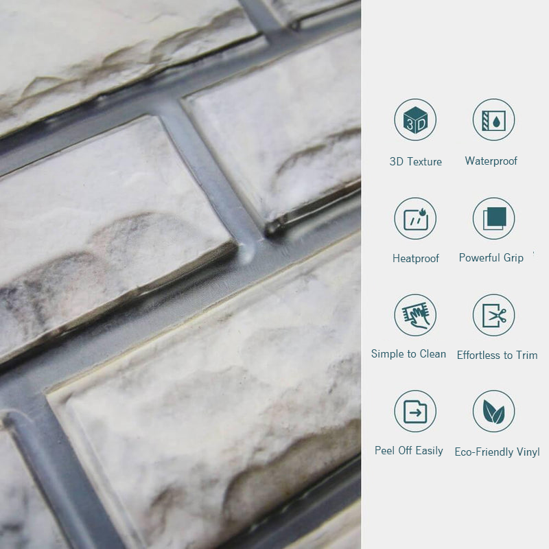 3D Gray Stone Peel and Stick Wall Tile