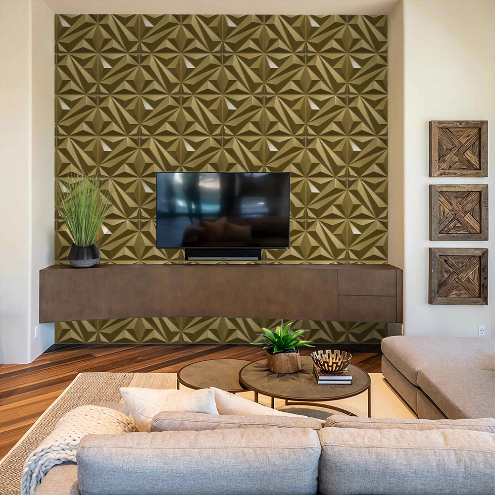 Flower Textured 3D PVC Wall Panels - Gold