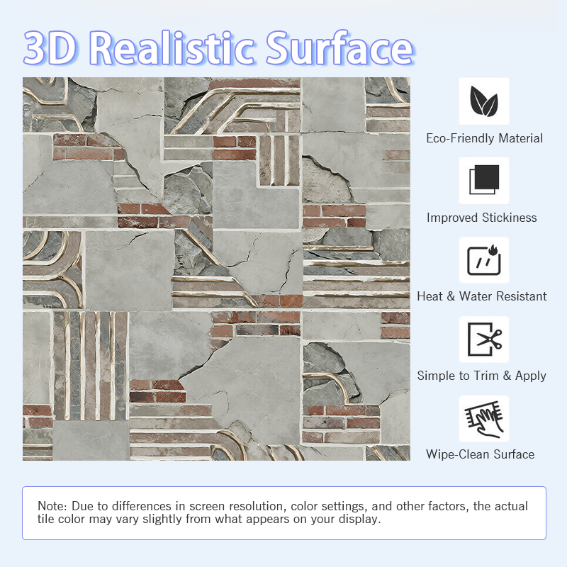 3D Industrial Loft Style Peel and Stick Wall Tile