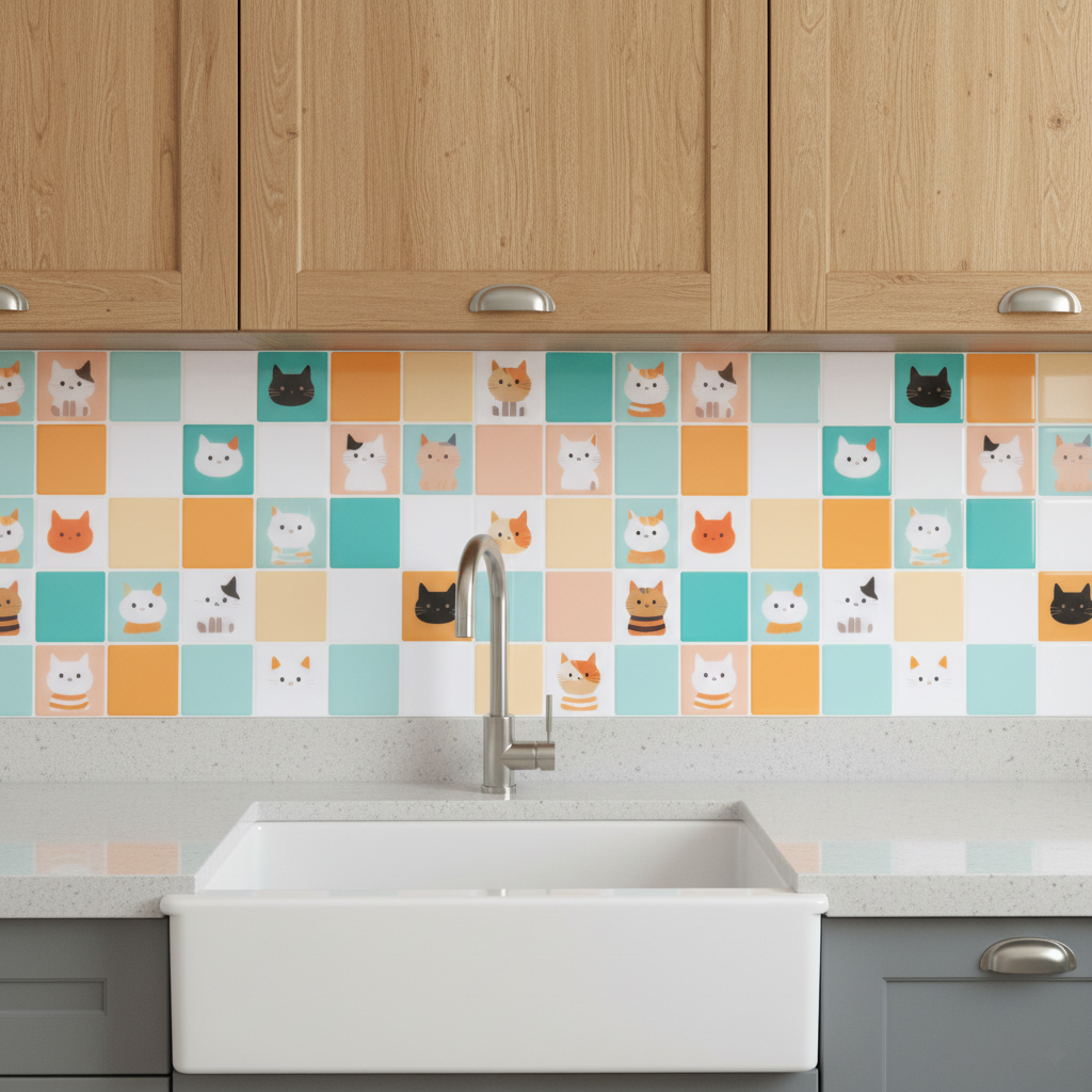 Cute Cat Pattern Peel and Stick Wallpaper