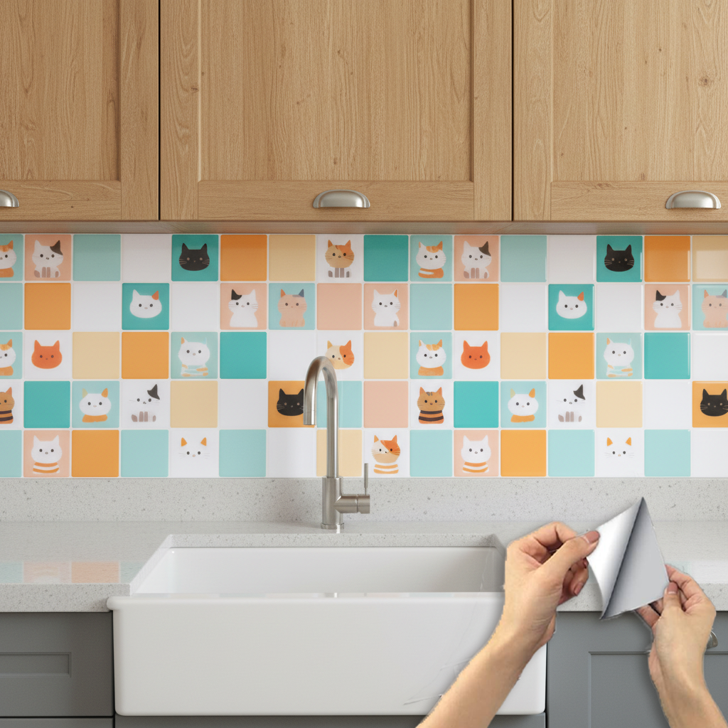 Cute Cat Pattern Peel and Stick Wallpaper