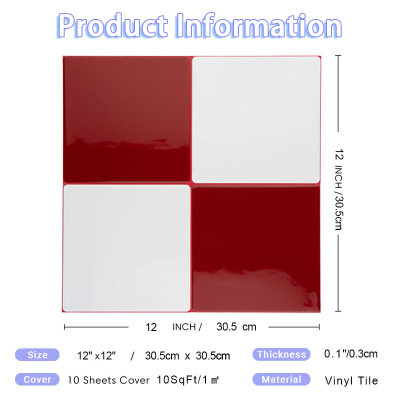 Retro Red & White Checkerboard Peel and Stick Wall Tile