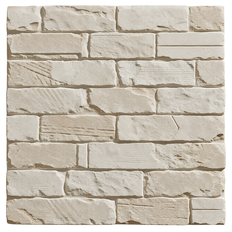 3D Embossed White Stone Peel and Stick Wall Tile