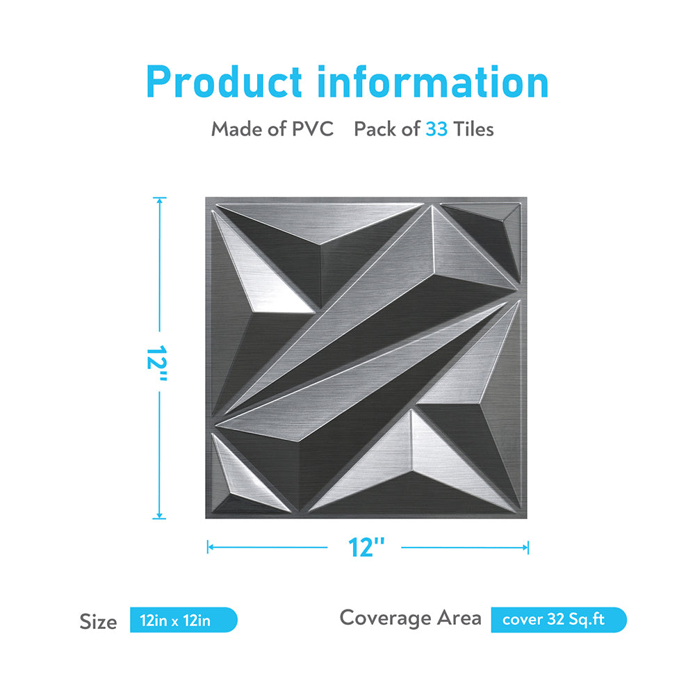Flower Textured 3D PVC Wall Panels - Silver