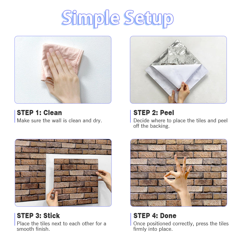 3D Dark Brown Brick Peel and Stick Wall Tile