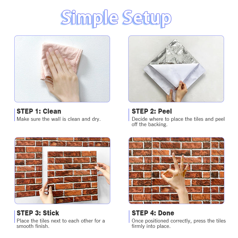 3D Classical Red Brick Peel and Stick Wall Tile