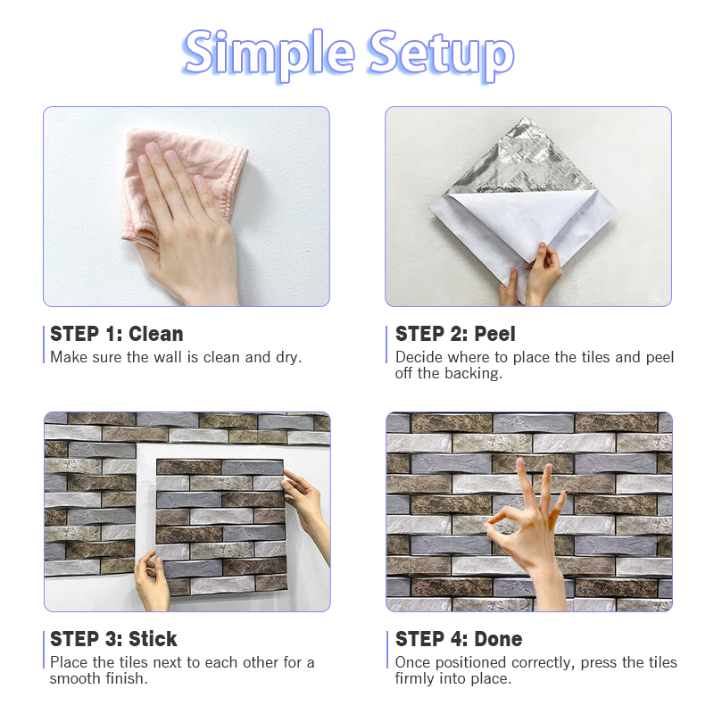 3D Brown and White Stone Peel and Stick Wall Tile
