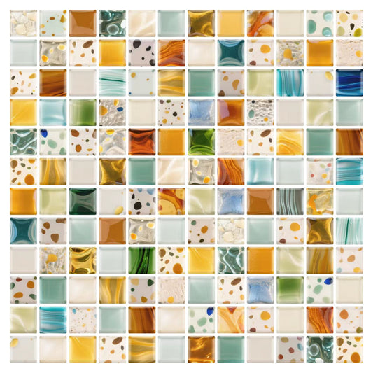 3D Colorful Mosaic Peel and Stick Wall Tile