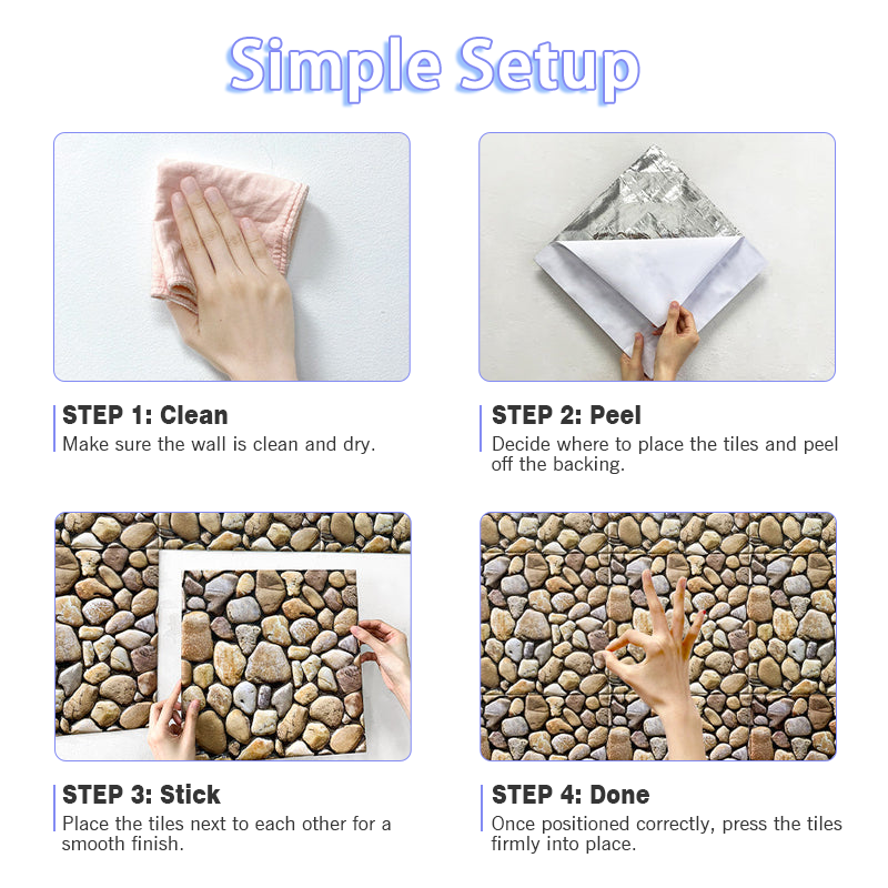 3D Cobblestone Peel and Stick Wall Tile