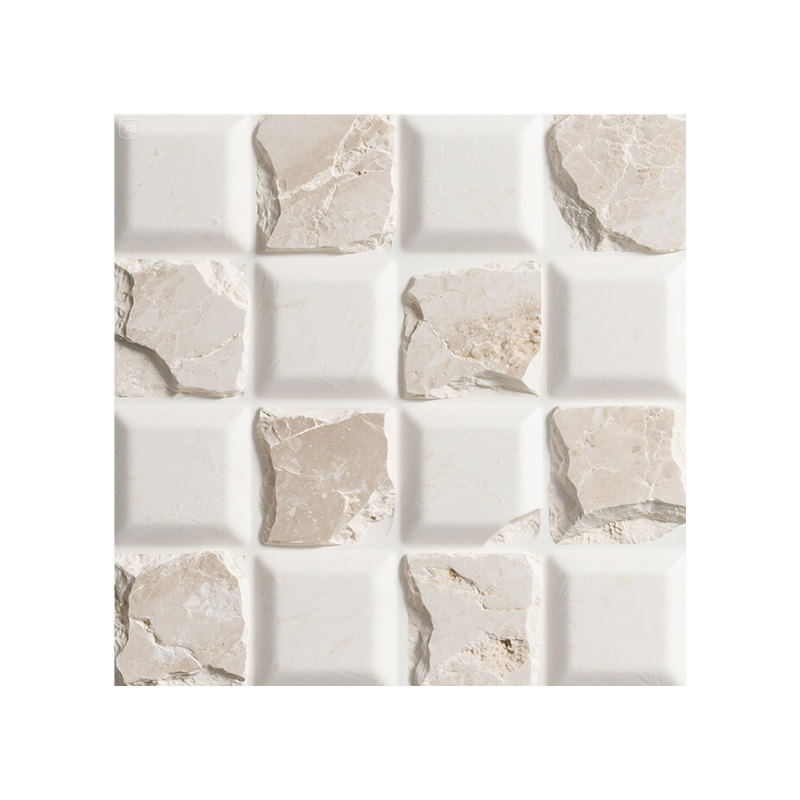 3D White Quartz Peel and Stick Wall Tile