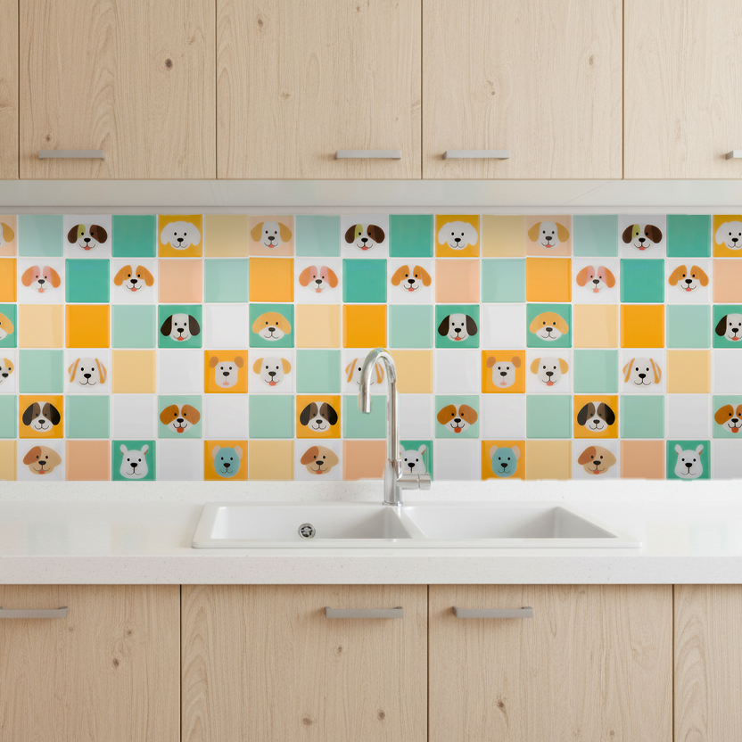 Cute Dog Pattern Peel and Stick Wallpaper