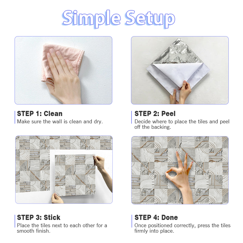 3D Concrete & Brick Textured Peel and Stick Wall Tile