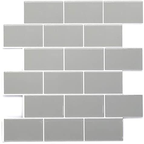 Subway Tiles Peel and Stick Thicker Design - Light Grey with White Grout
