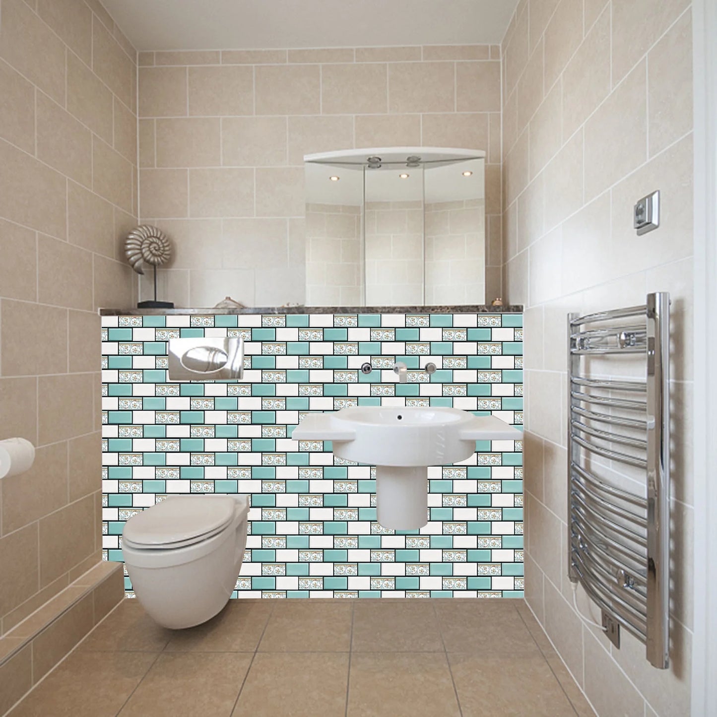 3D Green Brick Texture Peel and Stick Wall Tile