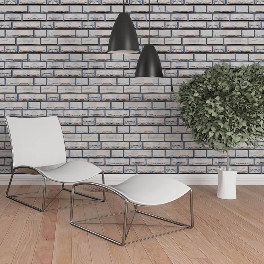 3D Gray Stone Peel and Stick Wall Tile