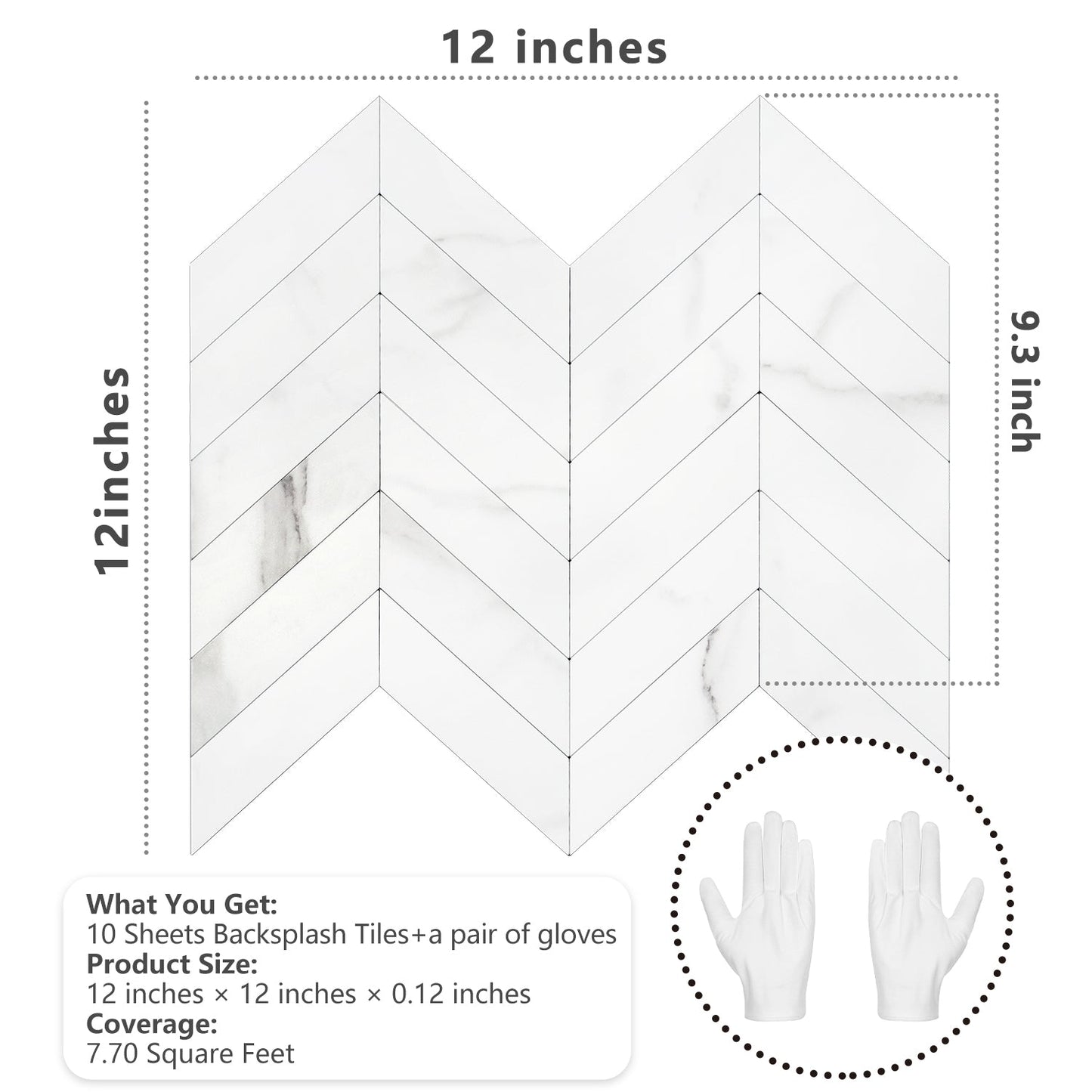 Herringbone Wall Tiles - Statuario White Marble