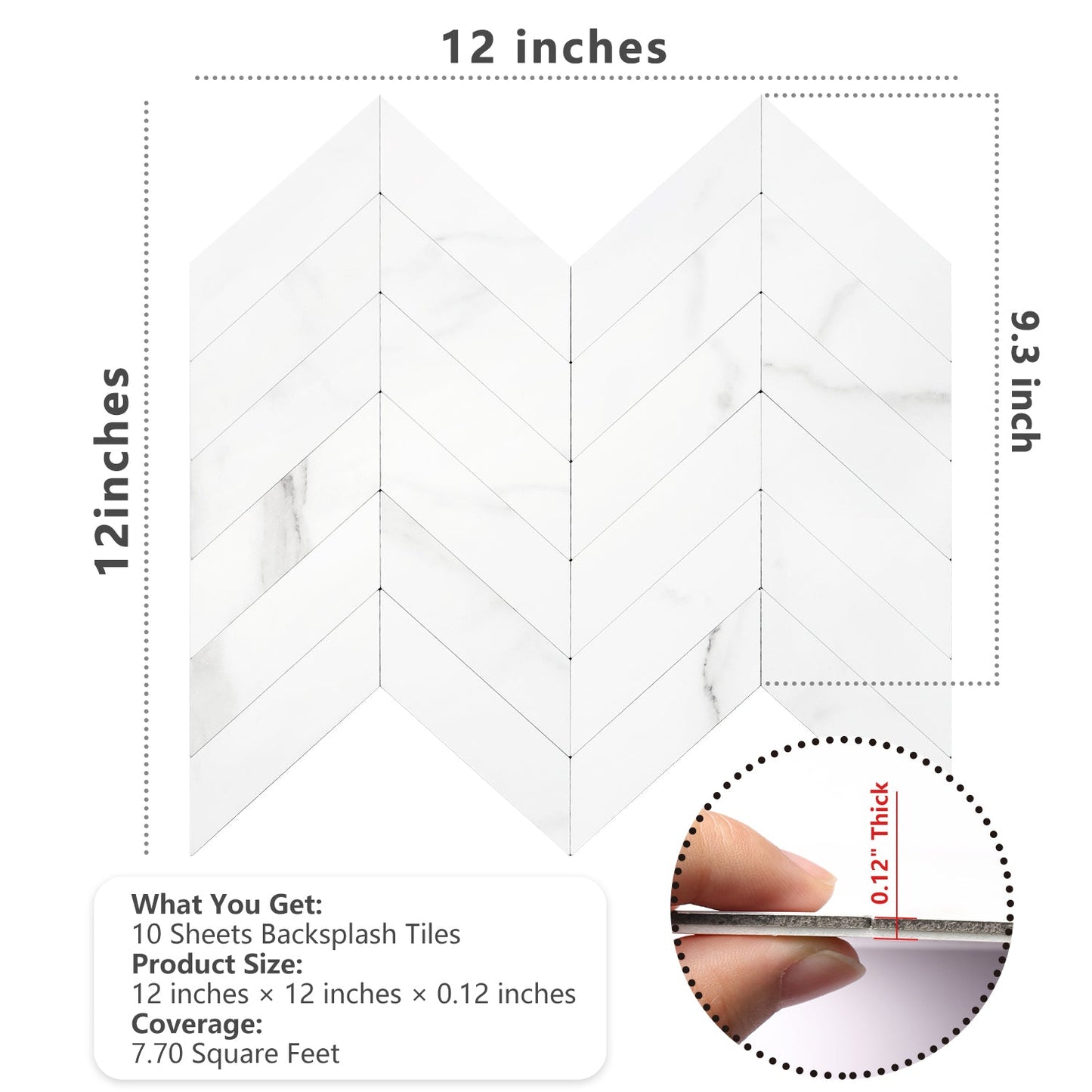 Herringbone Wall Tiles - Statuario White Marble