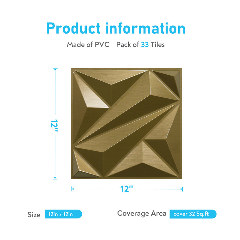 Flower Textured 3D PVC Wall Panels - Gold