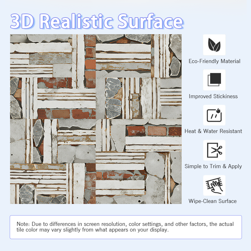 3D Rustic Industrial Peel and Stick Wall Tile