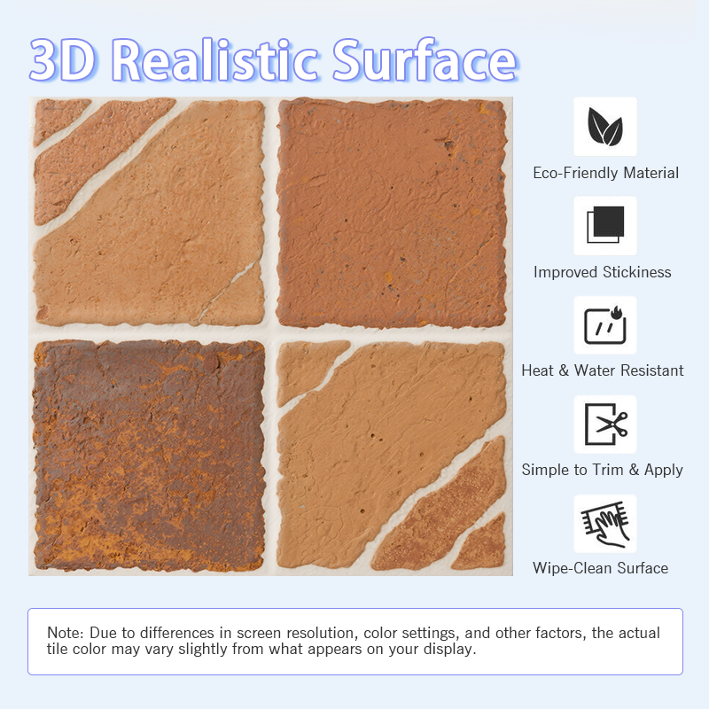 3D Vintage Irregular Stone Brick Style Peel and Stick Wall Tile