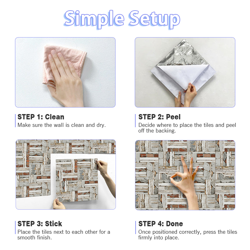 3D Rustic Industrial Peel and Stick Wall Tile