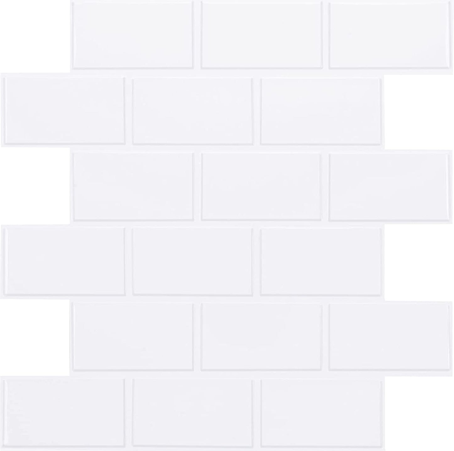 Subway Tiles Peel and Stick Thicker Design - Cold White with White Grout